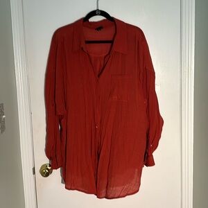 Burnt orange light weight button down torrid size 3